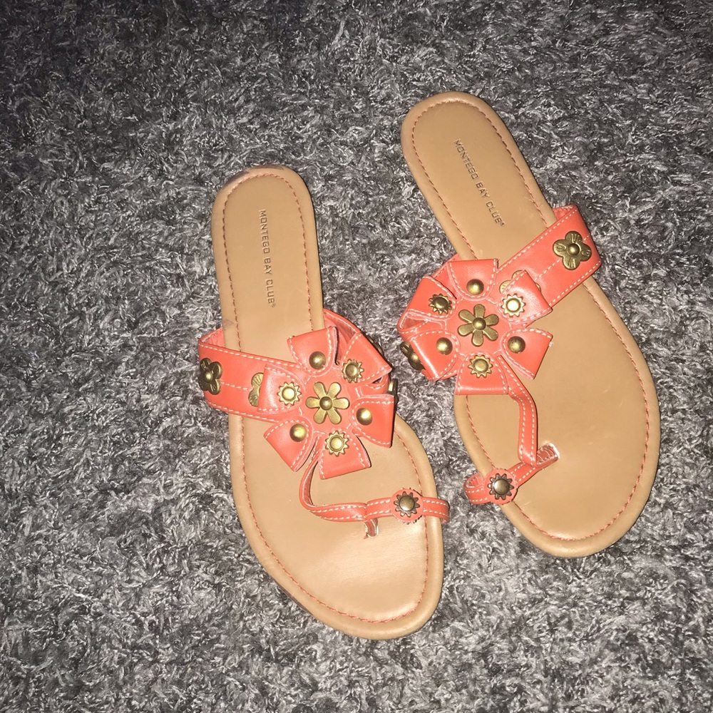 Orange flower sandals
